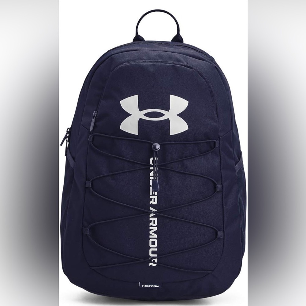 NWT- Under Armour- Adult Hustle Sport Backpack- Midnight Navy/Metallic Silver